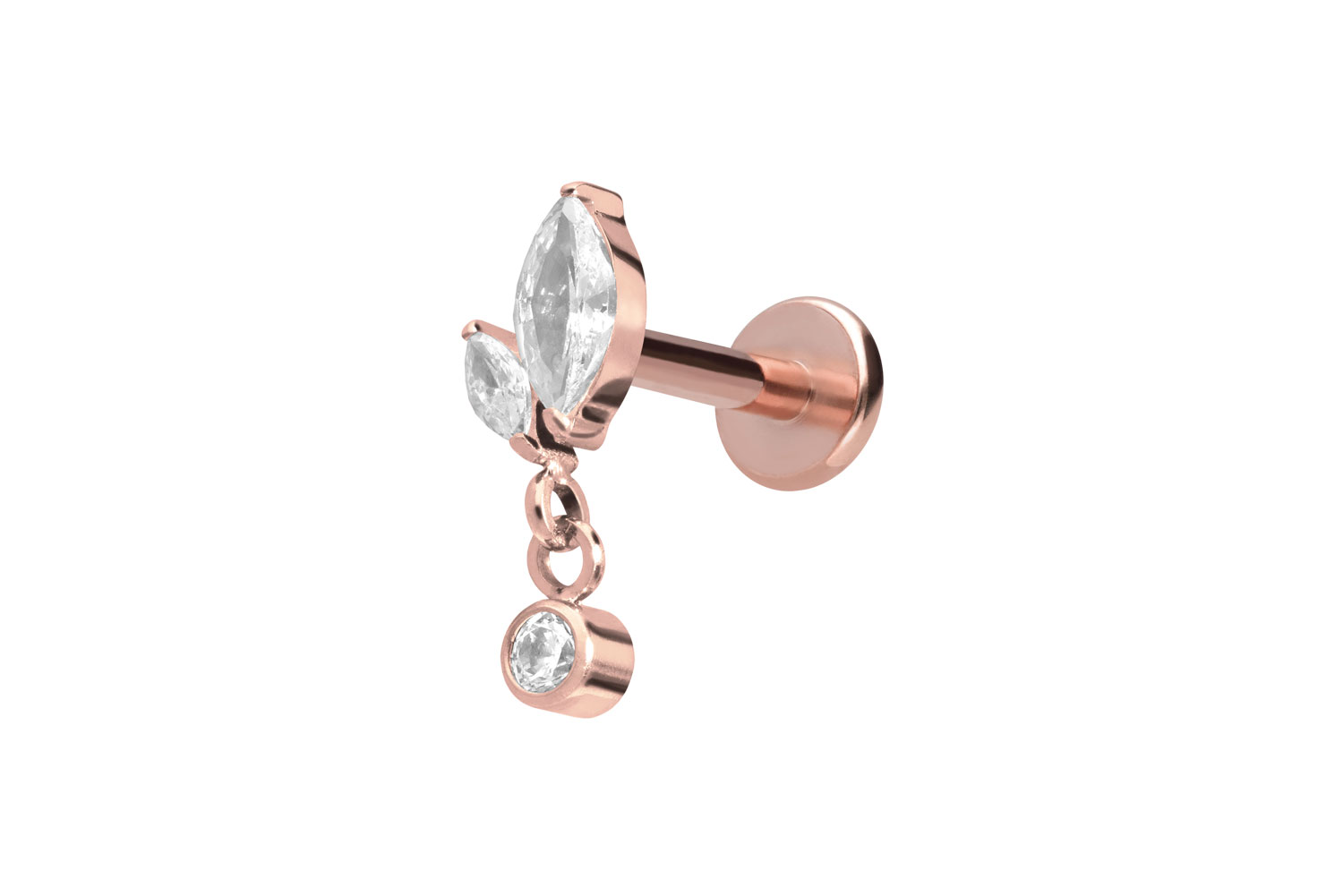 Titan Labret Piercing mit Innengewinde KNOSPE + KRISTALL